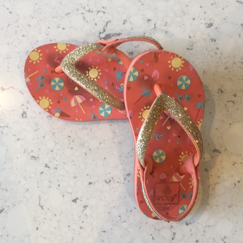 Toddler Reef Gold Glitter flip flop size 3/4